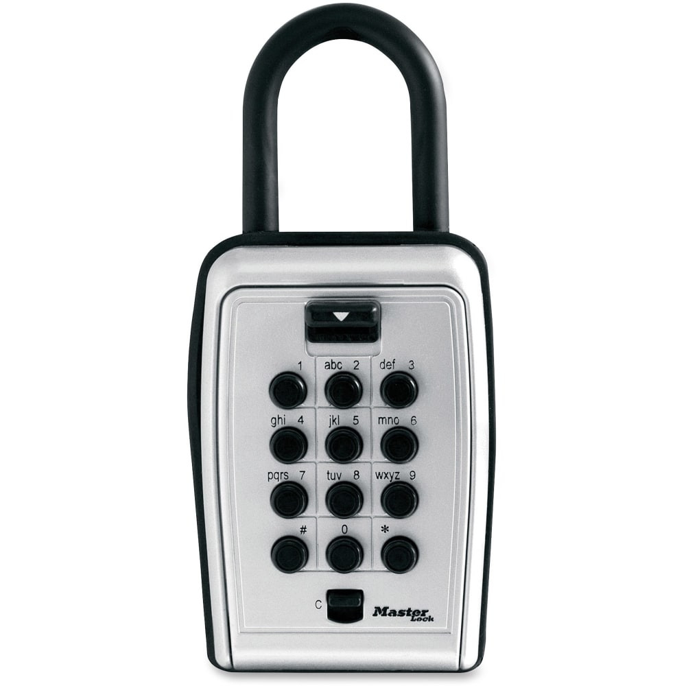 Large internal cavity and removable key hook prevent jams  Push-button locking mechanism with familiar telephone keypad format  Set your own combination of 12 letters, numbers or combination of both  Large buttons - easy to use even in low-light conditions  Secure storage for your keys and access cards