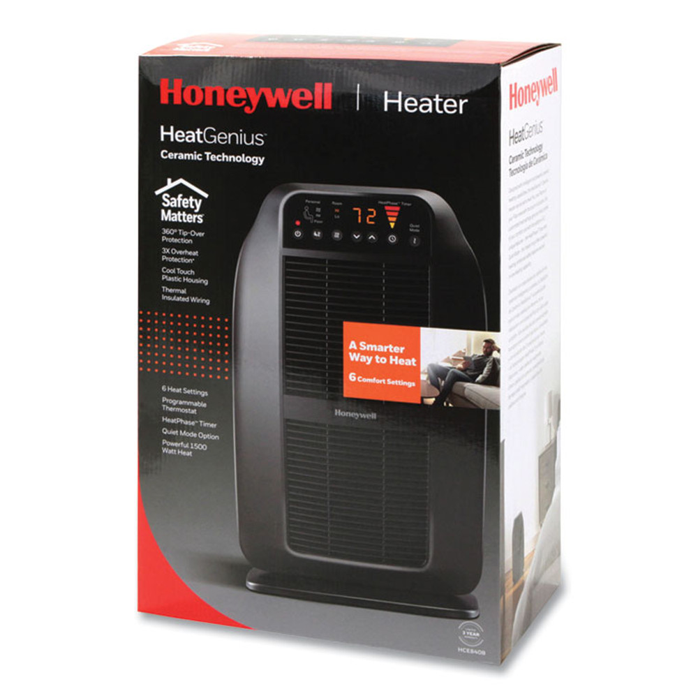HONEYWELL ENVIRONMENTAL HCE840B Heat Genius Ceramic Portable Heater, 1,575 W, 5.6 x 10.2 x 17.3, Black