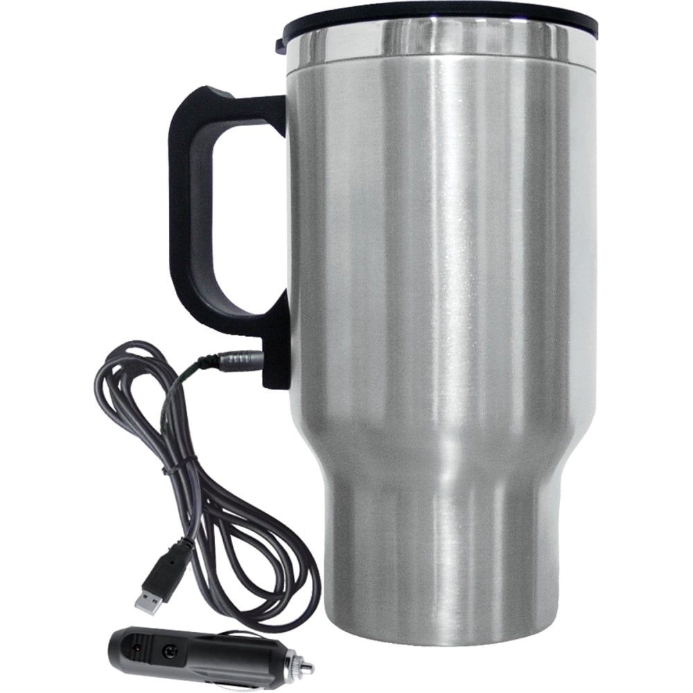 BRENTWOOD APPLIANCES, INC. CMB-16C Brentwood Electric Coffee Mug With Wire Car Plug, 16 Oz., Silver