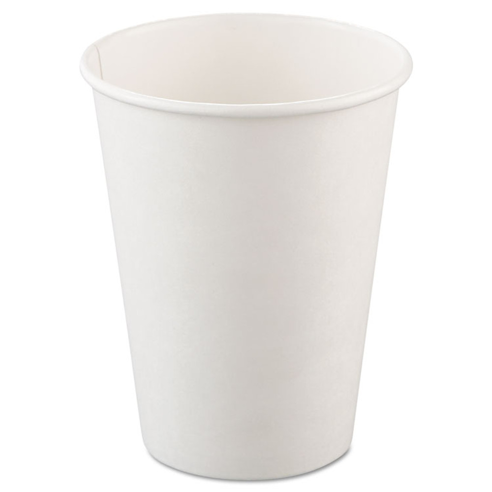 DART SOLO® 412WN Single-Sided Poly Paper Hot Cups, 12 oz, White, 50/Bag, 20 Bags/Carton