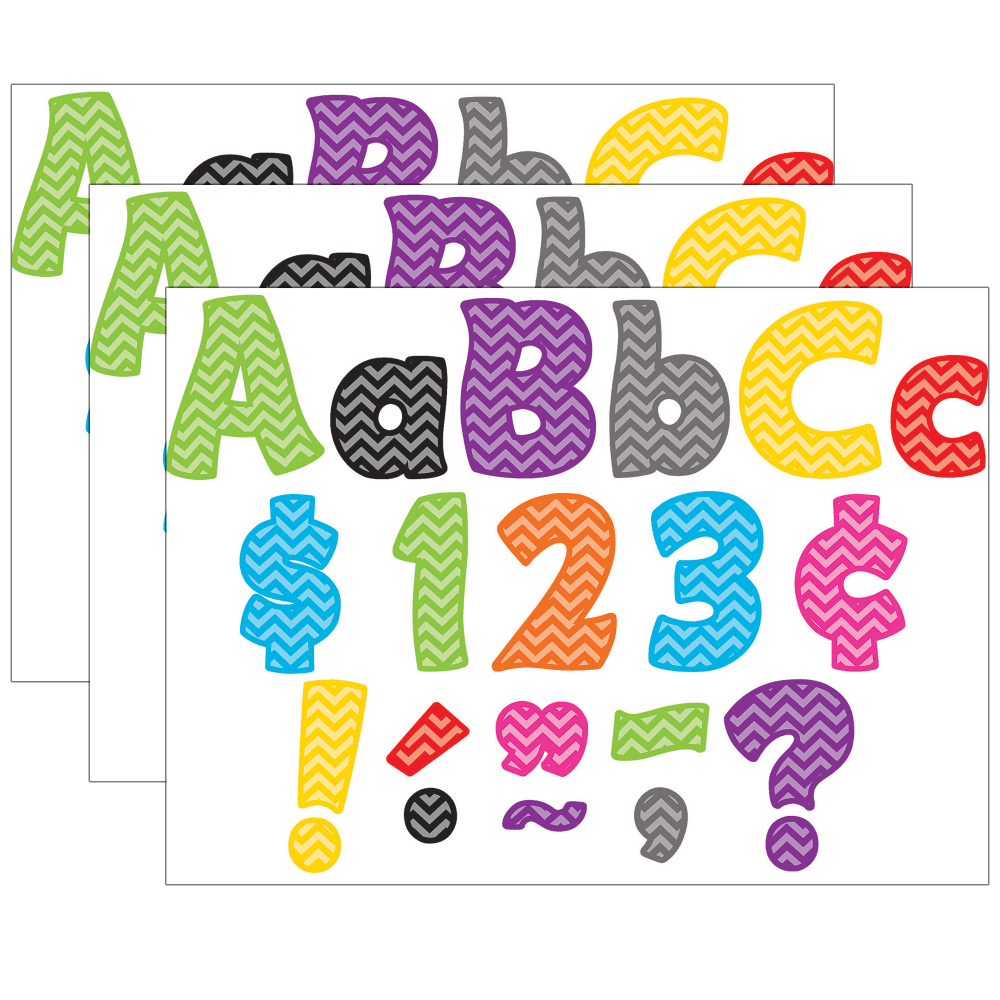 EDUCATORS RESOURCE TCR5454-3 Teacher Created Resources Letters, 4in, Chevron Funtastic Combo Pack, Set Of 3 Packs