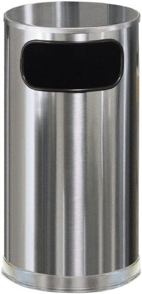 Rubbermaid FGSO16SSSGL Decorative Trash Can: 12 gal, Round, Gray