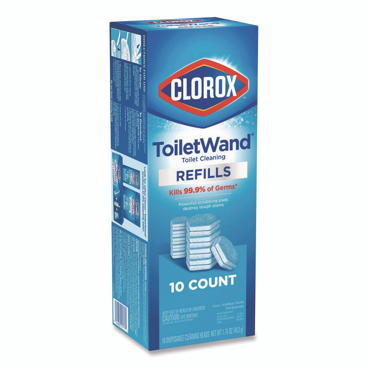 CLOROX SALES CO. 31620 ToiletWand Toilet Cleaning Refills, Toilet Cleaning Scrubbing Pads, Blue/White, 10/Pack, 6 Packs/Carton