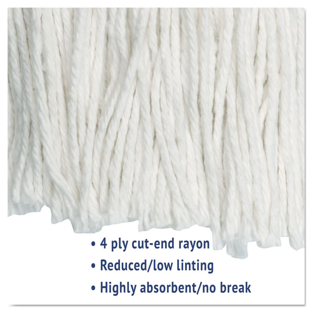 BOARDWALK 2024REA Cut-End Wet Mop Head, Rayon, #24, White