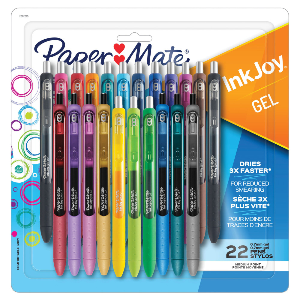 NEWELL BRANDS INC. 2062225 Paper Mate InkJoy Gel Pens, Medium Point, 0.7 mm, Assorted Ink Colors, Pack Of 22 Pens