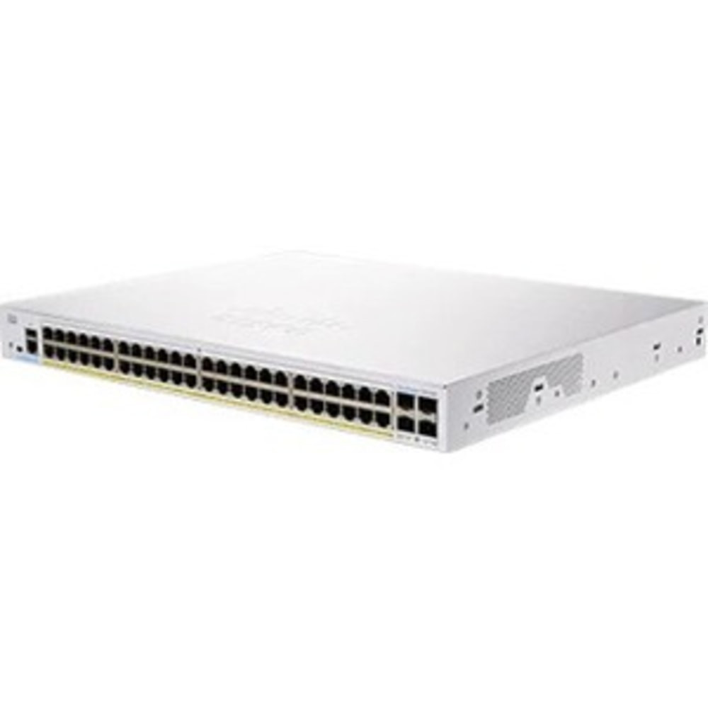 CISCO CBS250-48P-4X-NA  250 CBS250-48P-4X Ethernet Switch - 48 Ports - Manageable - 2 Layer Supported - Modular - 471.90 W Power Consumption - 370 W PoE Budget - Optical Fiber, Twisted Pair - PoE Ports - Rack-mountable - Lifetime Limited Warranty