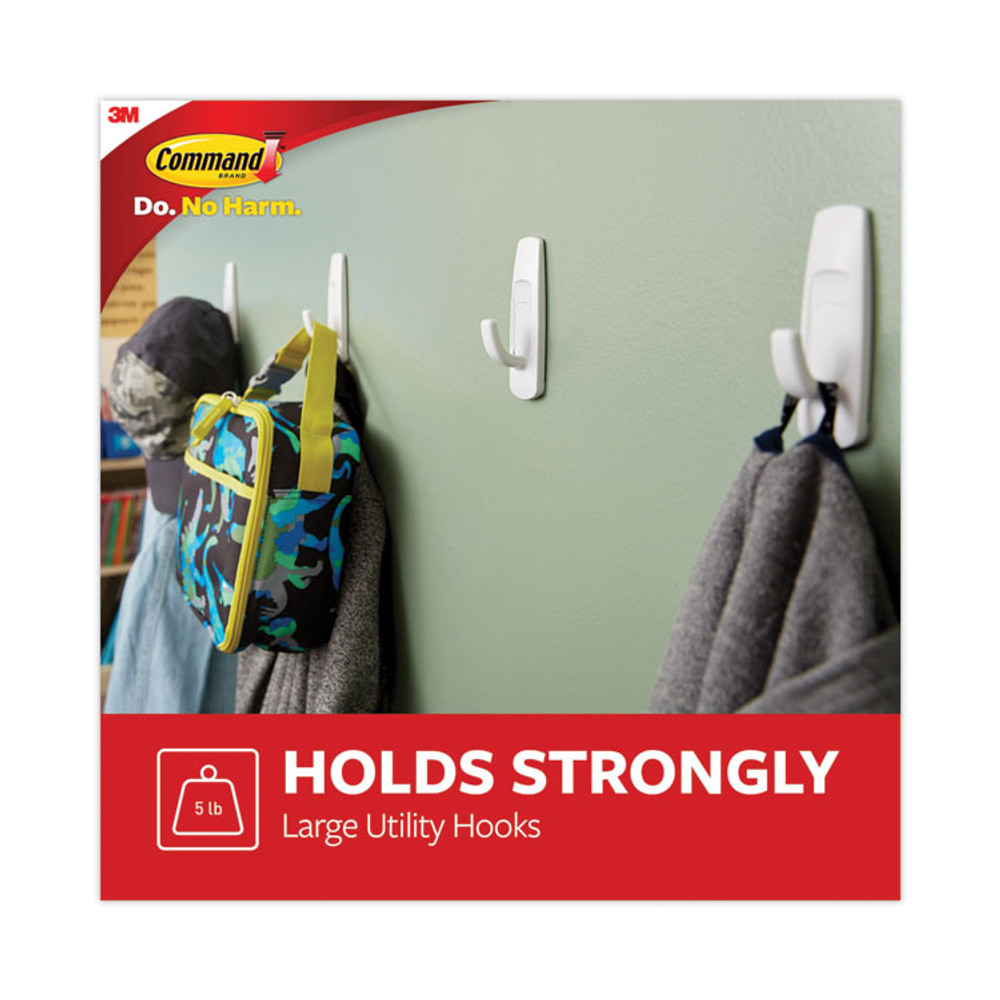 3M/COMMERCIAL TAPE DIV. Command™ 170033ES General Purpose Hooks Multi-Pack, Large, Plastic, White, 5 lb Capacity, 3 Hooks and 6 Strips/Pack