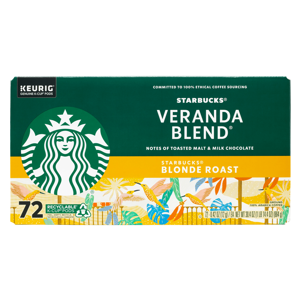 Prepare your breakroom or kitchen with Starbucks Veranda Blend Light Roast K-Cup Pods. These single-serve pods provide a cup of coffee in no time, and the mellow roast is sure to become a favorite.  Gentle blend provides delicious flavor without being overwhelming.  Pods help get a cup ready quickly.  Designed for use with the Keurig Single-Cup Brewing System.