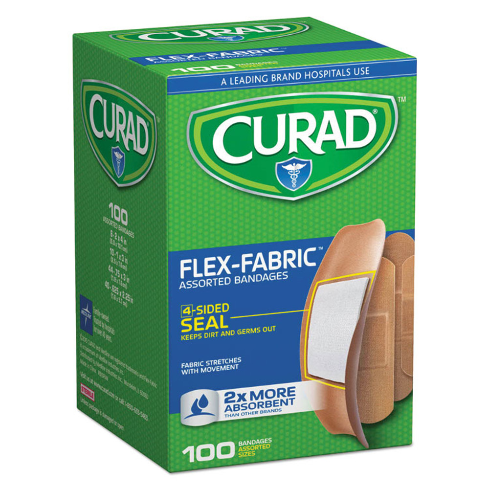 MEDLINE INDUSTRIES, INC. Curad® CUR0700RB Flex Fabric Bandages, Assorted Sizes, 100/Box