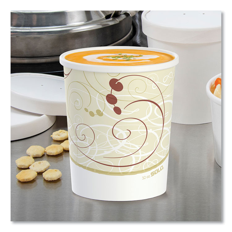 DART SOLO® H4325SYM Flexstyle Double Poly Paper Containers, 32 oz, Symphony Design, Paper, 25/Pack, 20 Packs/Carton