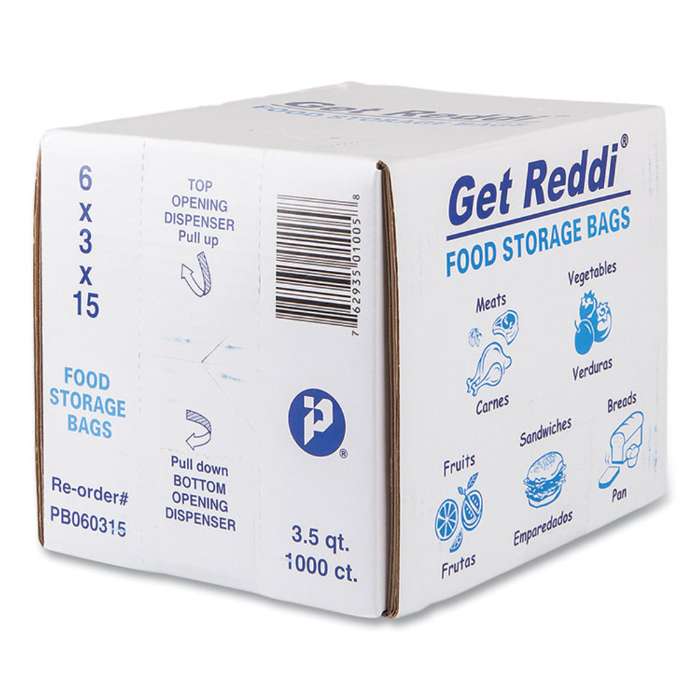 INTEGRATED BAGGING SYSTEMS Inteplast Group PB060315 Food Bags, 112 oz., 6" x 3" x 15", Clear, 1,000/Carton