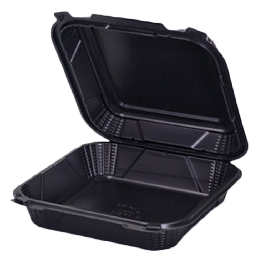 GENPAK CORPORATION HP200 GenPak Harvest Pro Hinged Containers, 9-1/4in x 3in, Black, Pack Of 150 Containers