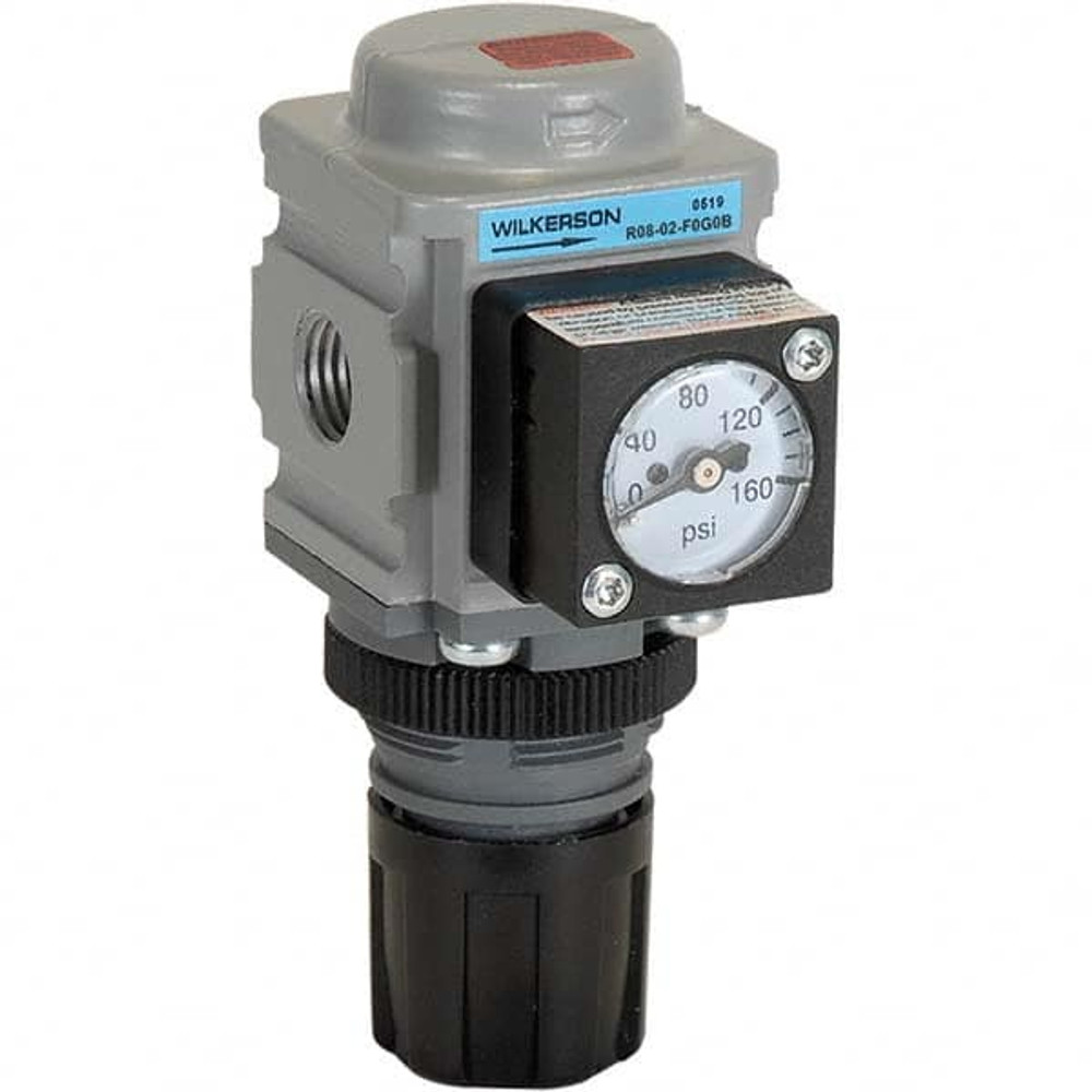 Wilkerson R08-02-F0G0B Compressed Air Regulator: 1/4" NPT, 300 Max psi, Miniature