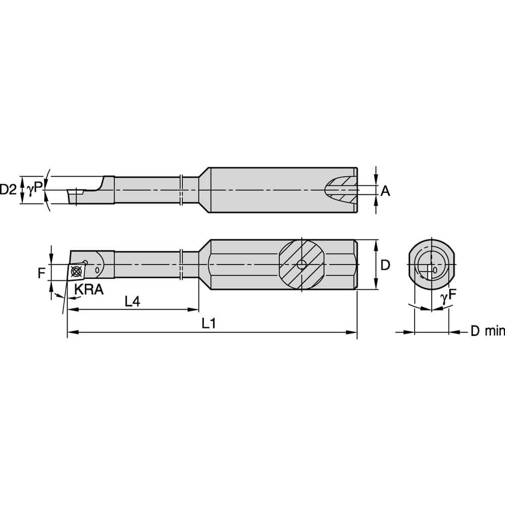 Widia 2832583 Indexable Boring Bars; Minimum Bore Diameter (Decimal Inch): 0.2040 ; Maximum Bore Depth (Decimal Inch): 0.5000 ; Maximum Bore Depth (Inch): 1/2 ; Toolholder Style: CSBI ; Tool Material: Steel ; Shank Diameter (Decimal Inch): 0.5000