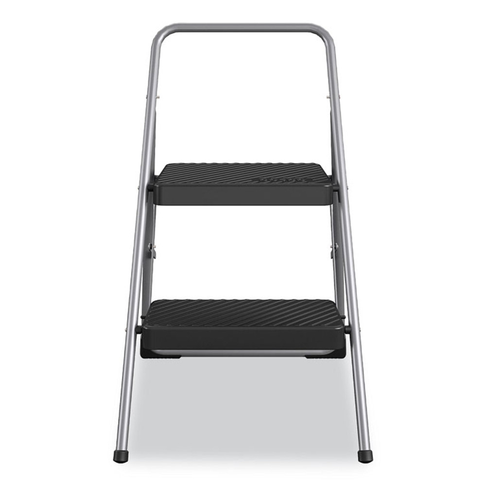 COSCO 11137PBL1E 2-Step Folding Steel Step Stool, 200 lb Capacity, 28.13" Working Height, Cool Gray