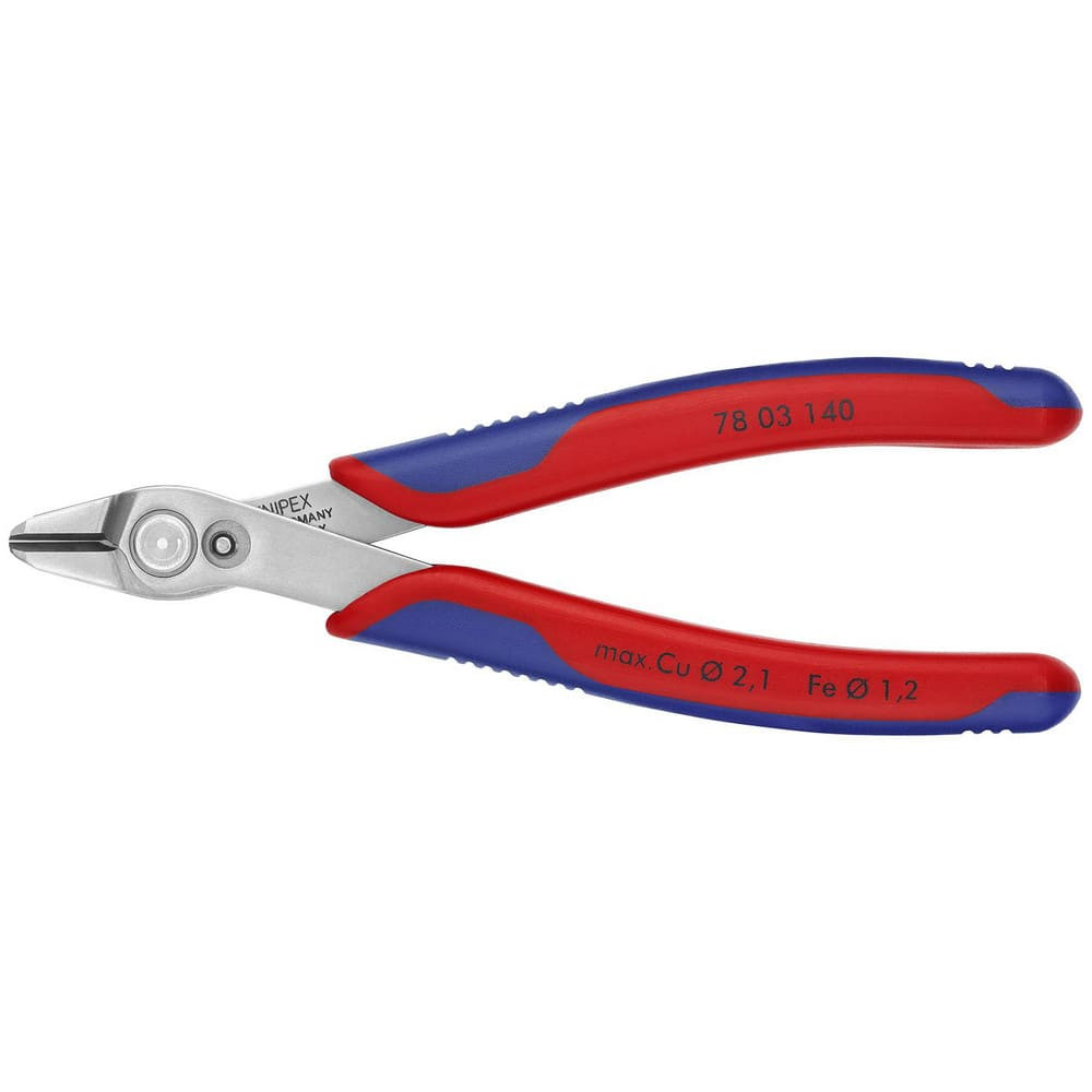 Knipex 78 03 140 Cutting Pliers; Insulated: No ; Overall Length (Inch): 5-1/2in ; Head Style: Cutter ; Cutting Style: Flush ; Handle Color: Red; Blue ; Overall Length Range: 4 to 6.9 in