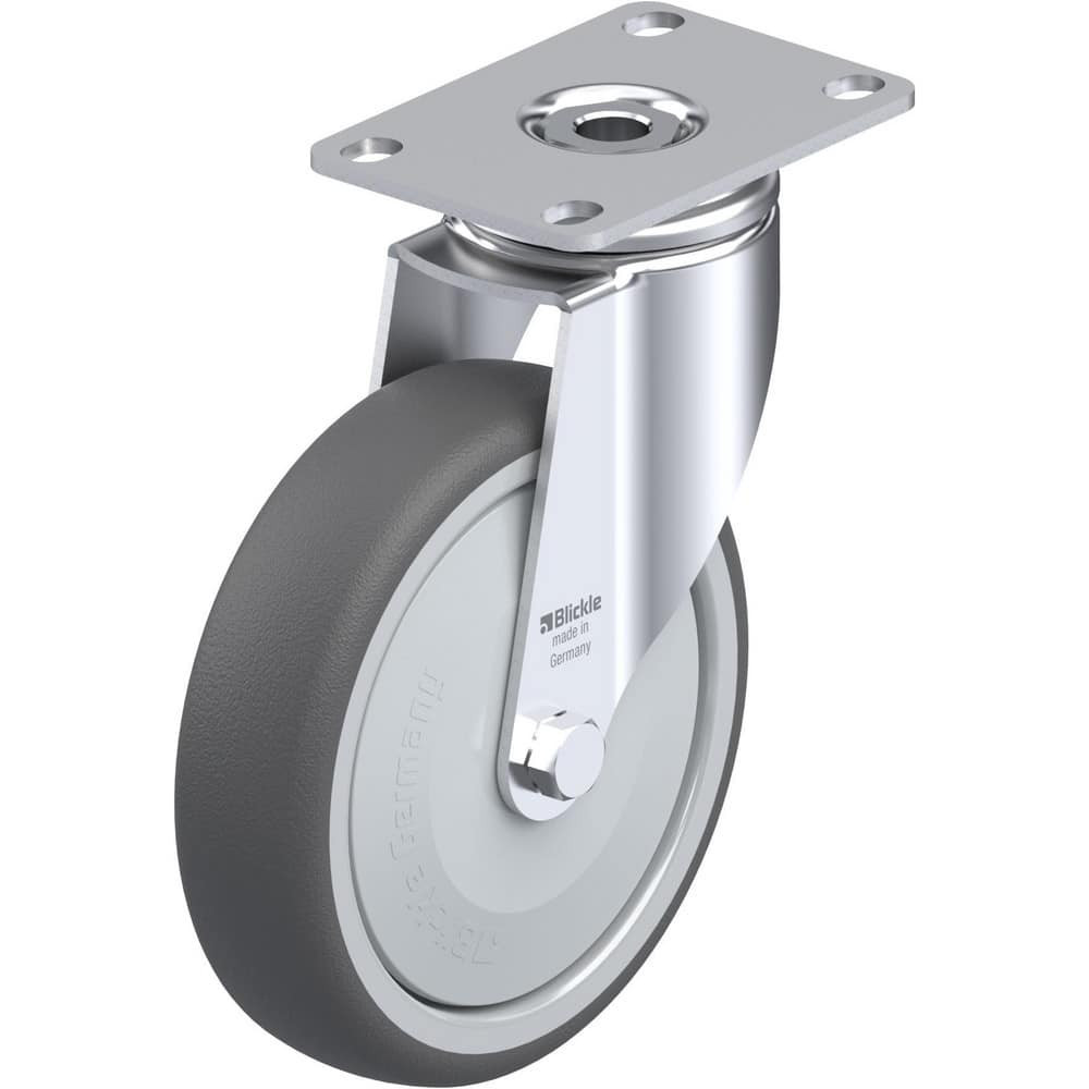 Blickle 910413 Top Plate Casters; Mount Type: Plate ; Number of Wheels: 1.000 ; Wheel Diameter (Inch): 4 ; Wheel Material: Polyurethane ; Wheel Width (Inch): 1-1/4 ; Wheel Color: Dark Gray