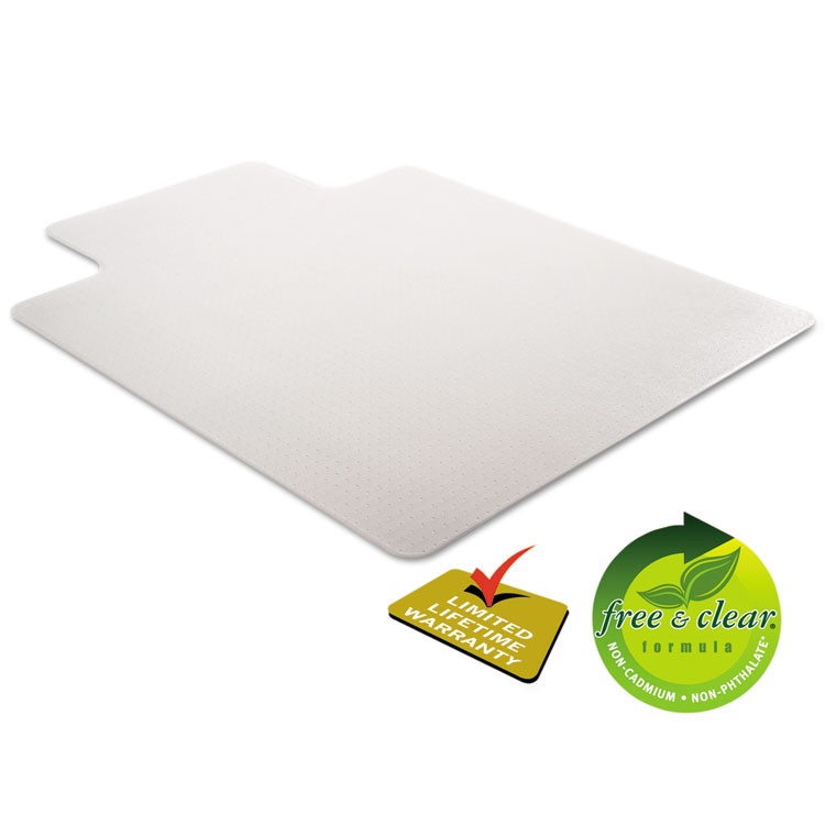 DEFLECTO CORPORATION CM13113 DuraMat Moderate Use Chair Mat for Low Pile Carpeted Floors, Rectangular with Lip, Beveled Edges, 36 x 48, Clear, Ships Flat