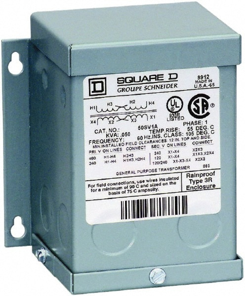 Square D 150SV43A 120 x 240 Input Volt, 12/24 Output Volt, 60 Hz, 3R NEMA Rated, Buck Boost Transformer