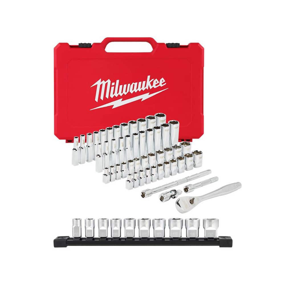Milwaukee Tool 1229406/3552671 Socket Sets; Set Type: Ratchet & Socket Set ; Measurement Type: Metric; Inch ; Drive Size: 1/4 ; Minimum Size (Inch): 5/32 ; Minimum Size (mm): 5.00 ; Maximum Socket Depth (Decimal Inch): 5.00