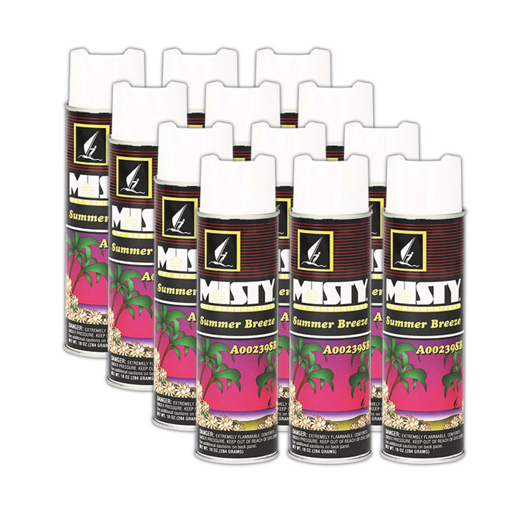 ZEP INC. Misty® 1001868 Handheld Air Deodorizer, Summer Breeze, 10 oz Aerosol Spray, 12/Carton