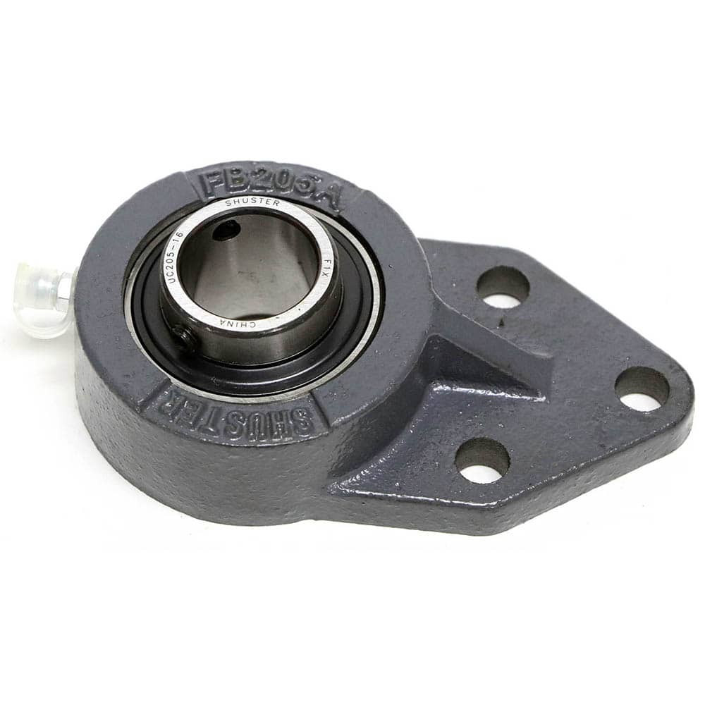 Shuster 06822801 UCFB206-19, 1-3/16" ID, 3-1/4" OAL x 136.5mm OAH x 1-5/8" Wide, 3-Bolt Flange Mounted Bearing