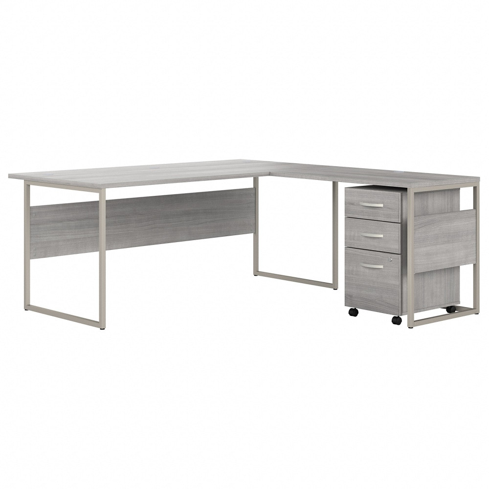 BUSH INDUSTRIES INC. Bush Business Furniture HYB010PGSU  Hybrid 72inW L-Shaped Corner Desk Table With 3-Drawer Mobile File Cabinet, Platinum Gray, Standard Delivery
