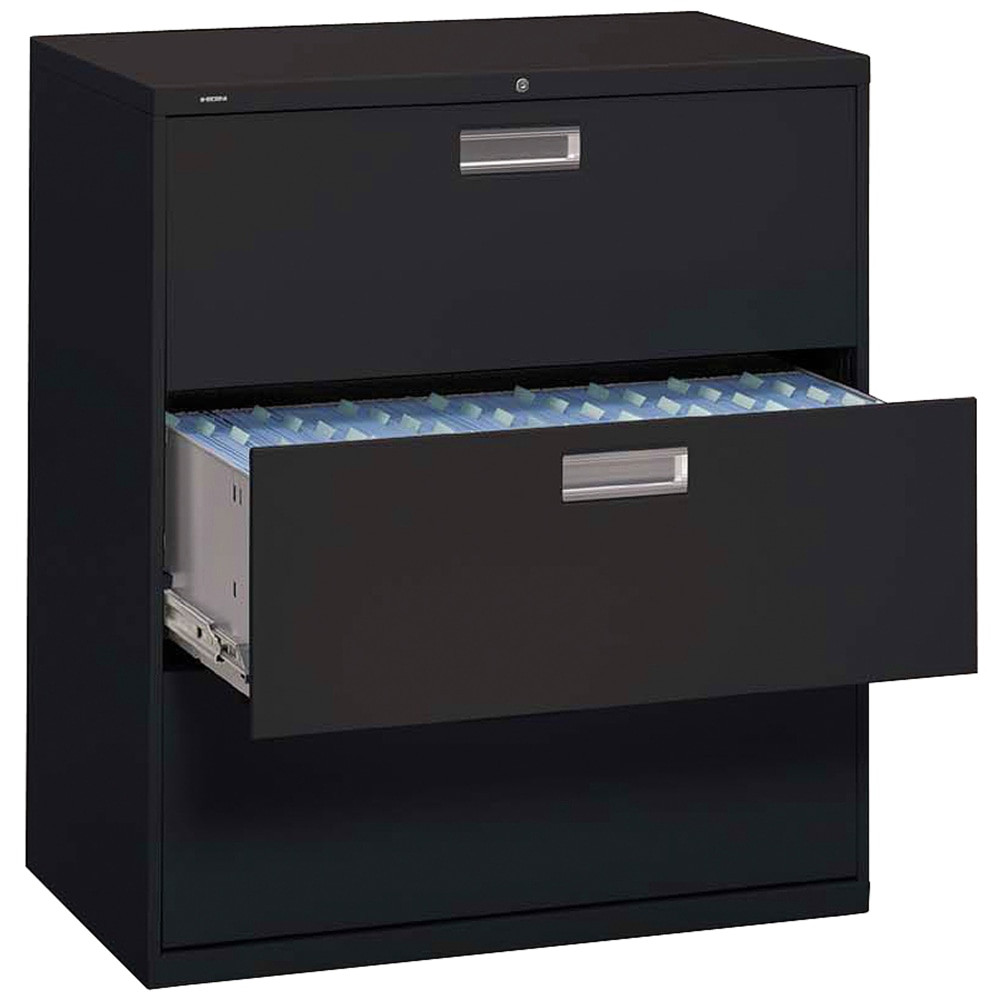 HNI CORPORATION 693LP HON Brigade 600 Series Lateral File, 3 Drawers, 42inW x 18inD, Black