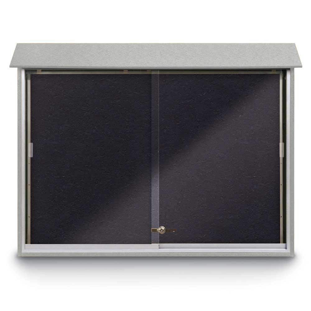 United Visual Products UVMC5240-LTGREY Enclosed Recycled Rubber Bulletin Board: 52" Wide, 40" High, Rubber, Black