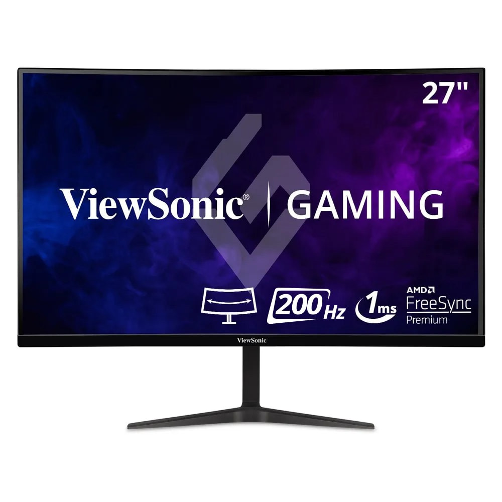 ViewSonic VX2718-PC-MHD 27 Inch Curved 1080p 1ms 180Hz Gaming Monitor with FreeSync Premium, Eye Care, HDMI and Display Port  CURVED DESIGN: 27 Inch Full HD (1920x1080p) 1500R curved gaming monitor with thin bezelsMAXIMIZED GAMEPLAY: 180Hz refresh rate and 1ms MPRT response time (with DisplayPort) for ultimate gaming experienceULTRA-SMOOTH GAMING: AMD FreeSync technology enables fluid and tear-free gameplayENHANCED VIEWING COMFORT: Flicker-Free technology and Blue Light Filter for reduced eye fatigueGAME ON: An arsenal of pre-set customizable visual modes keeps you ready for any FPS, RTS, or MOBA gamesFLEXIBLE CONNECTIVITY: The VX2718-PC-MHD supports laptops, PCs and Macs with HDMI and DisplayPort inputs