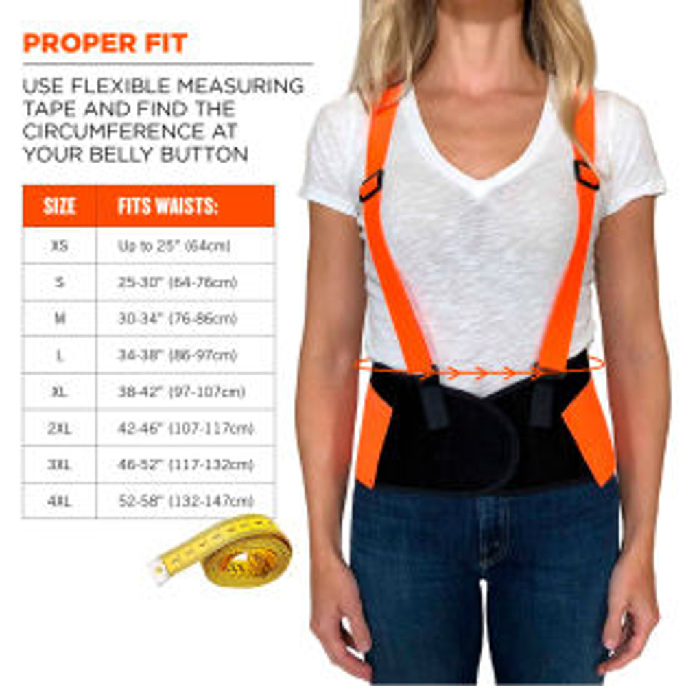 Ergodyne® ProFlex® 100 Economy Hi-Vis Back Support Orange Large p/n 11884