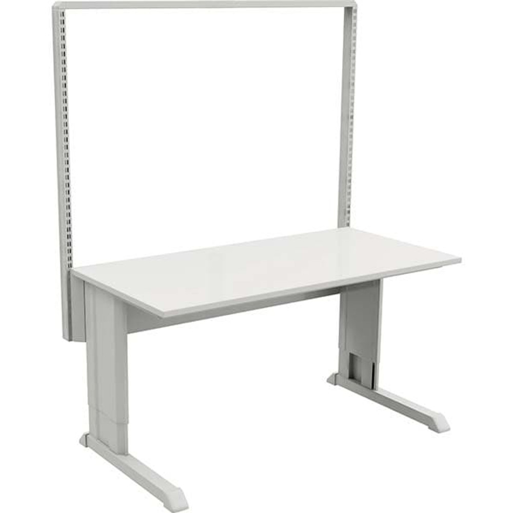 Treston 14-C10041398 Stationary Work Benches, Tables; Bench Style: Work Bench with Single Bay Uprights ; Edge Type: Molded ; Leg Style: C-Leg (Cantilever); Manual Height Adjustment ; Depth (Inch): 30in ; Color: Gray ; Load Capacity (Lb.): 1100