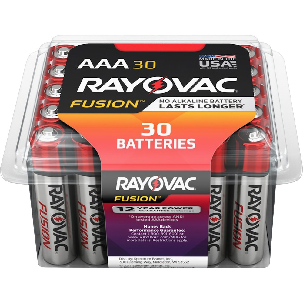 RAYOVAC 82430PPTFUSK  Fusion Alkaline AAA Batteries - For Multipurpose - AAA - 30 / Pack