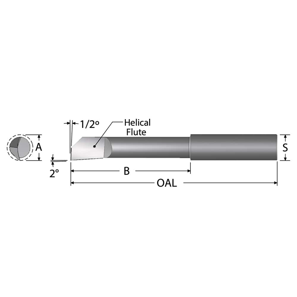 Scientific Cutting Tools HB080500A Helical Boring Bar: 0.08" Min Bore, 1/2" Max Depth, Right Hand Cut, Submicron Solid Carbide