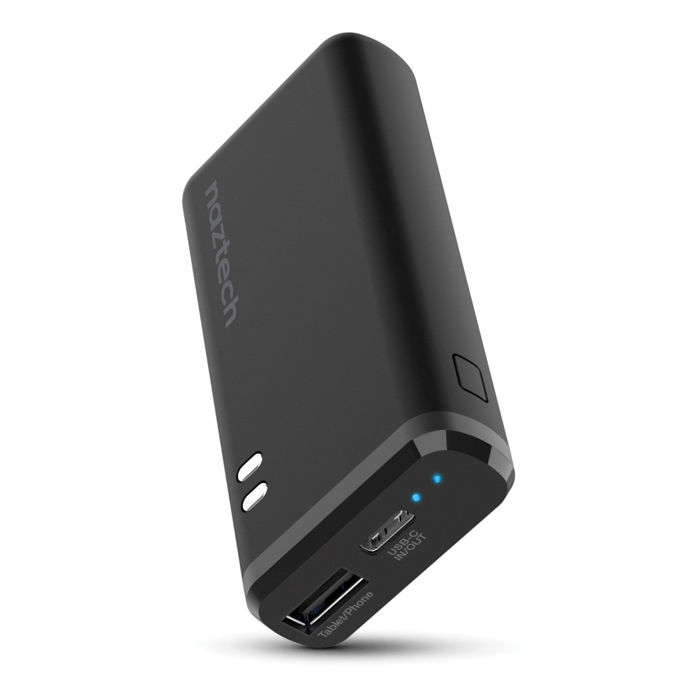 Keep your devices charged when you"re on the go with the Naztech 4,000 mAh Dual Output USB-C and USB Portable Power Bank. This portable power bank features a high-capacity 4,000 mAh battery that offers 13 hours of charge and can charge 2 devices at once. The powerful dual outputs are compatible with all devices featuring USB-C and USB ports.  High-capacity 4,000 mAh battery can charge 2 devices at once with powerful dual outputs.  USB-C in/output and a USB output with up to 15W of pure power.  Compatible with all devices featuring USB-C and USB ports  Rapid recharge gets your battery back to full in just 2 hours.  LED battery indicator adds convenience.  Ultra-slim and lightweight design for portability  Safety features automatically regulate power banks charging performance to protect devices from overcurrent, over voltage, short circuit and over-temperature.  Up to 13 hours of battery life.  Backed by the manufacturers 2-year limited warranty.