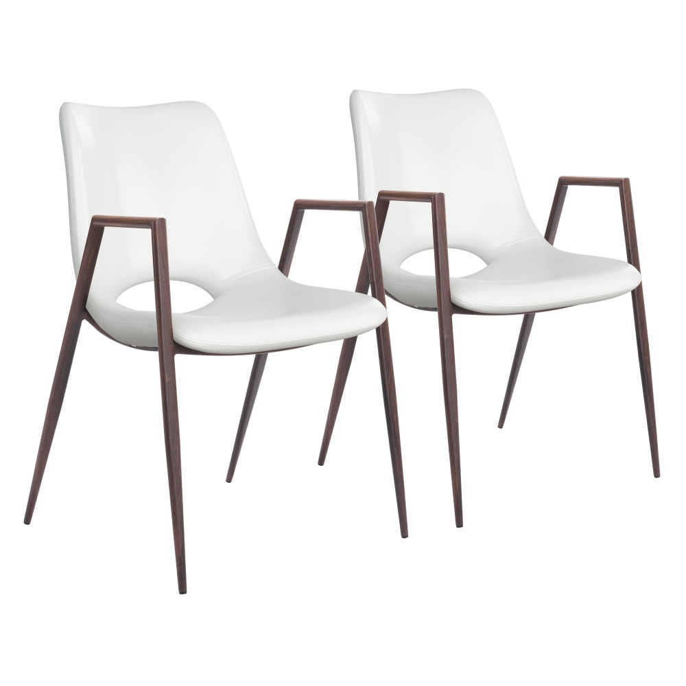 ZUO MODERN 109068  Desi Dining Chairs, Brown/White, Set Of 2 Chairs