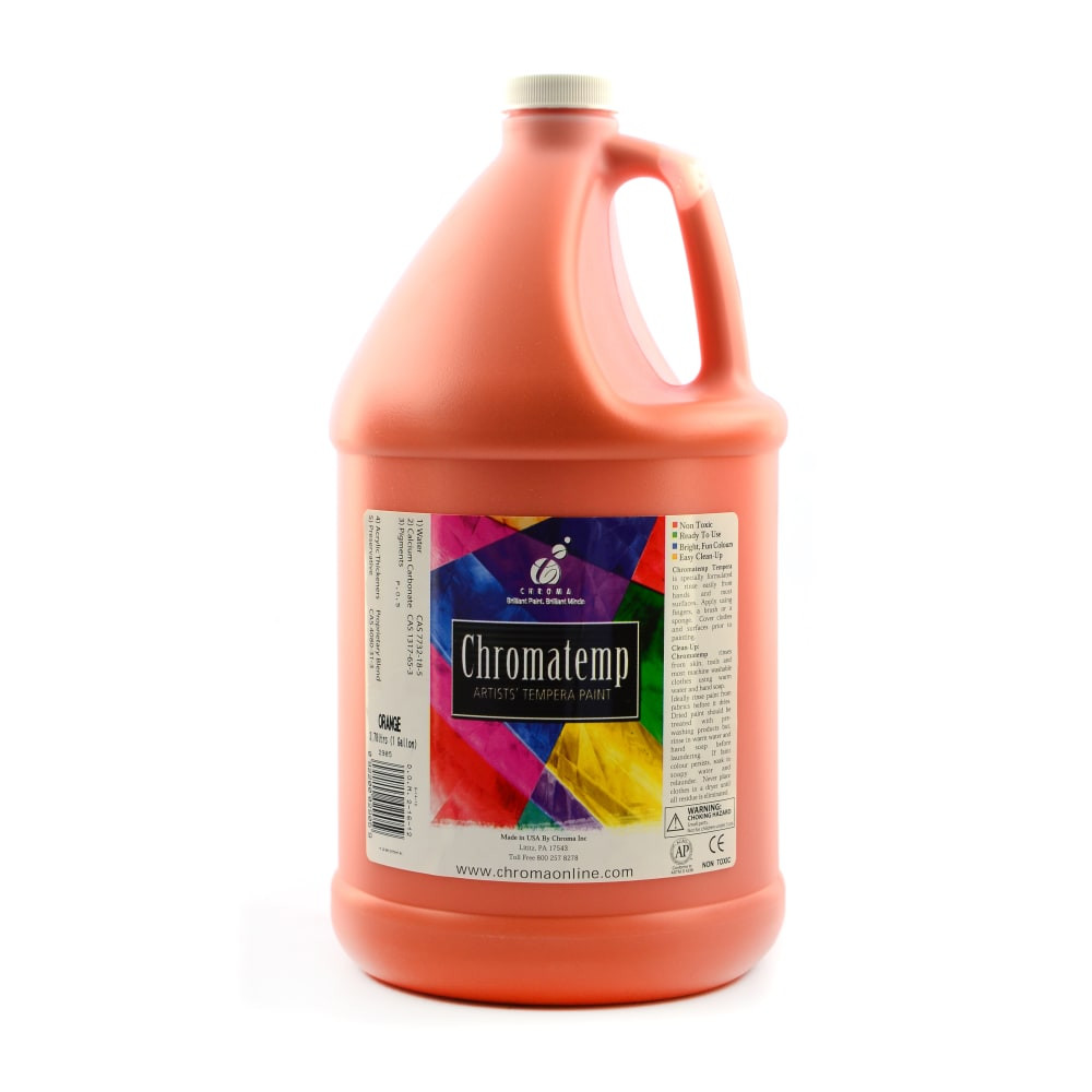 CHROMA ACRYLICS, INC. 2905 Chroma ChromaTemp Artists Tempera Paint, 1 Gallon, Orange