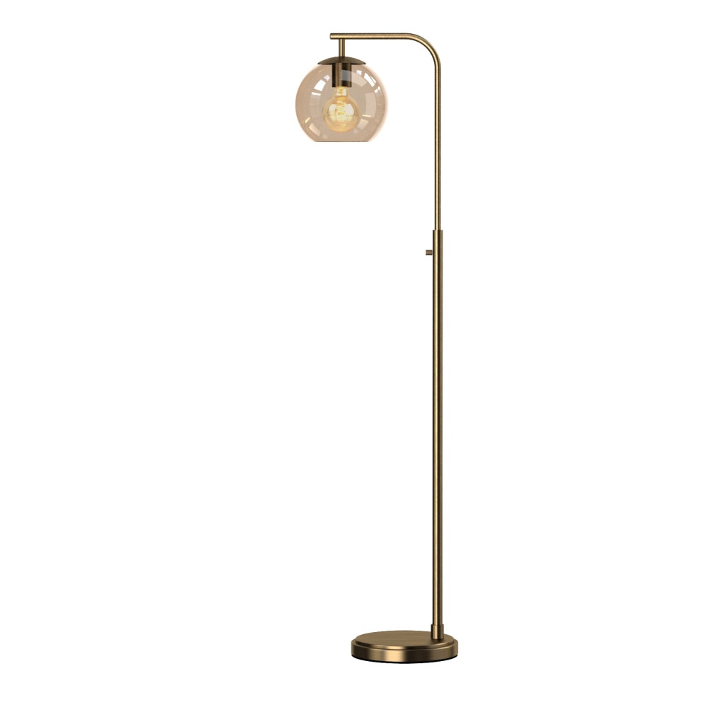 ADESSO INC Adesso AF47013  Simplee Globe Floor Lamp, 58-1/2inH, Antique Brass Base/Amber Shade