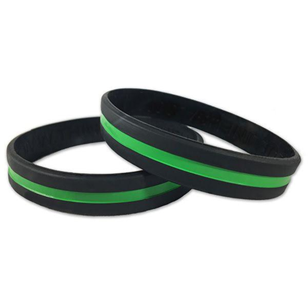 Thin Blue Line TGL-BR-7 Thin Green Line Silicone Bracelet, 7 Inch