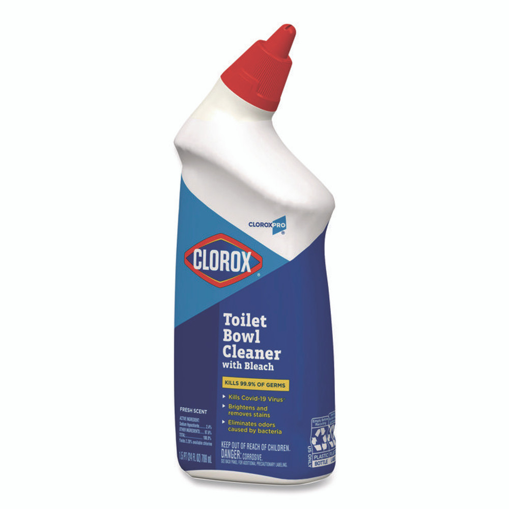 CLOROX SALES CO. 00031EA Clorox Pro Toilet Bowl Cleaner with Bleach, Fresh Scent, 24 oz Bottle