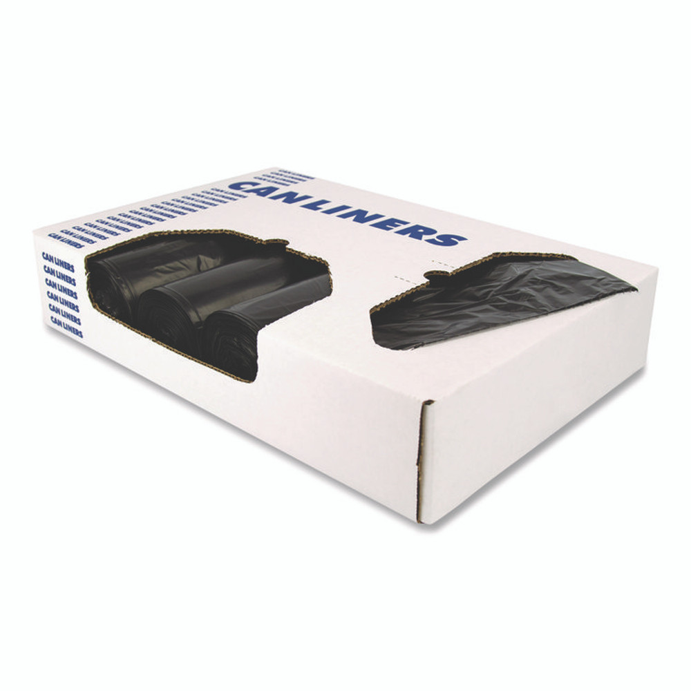 HERITAGE H6639AK Linear Low-Density Can Liners, 33 gal, 1.5 mil, 33" x 39", Black, Flat Pack, 250/Carton