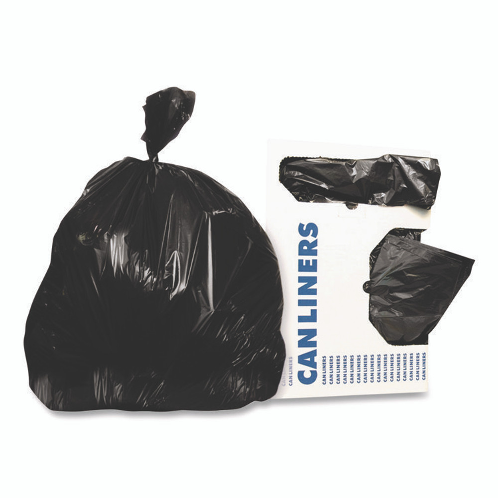 HERITAGE H6639AK Linear Low-Density Can Liners, 33 gal, 1.5 mil, 33" x 39", Black, Flat Pack, 250/Carton