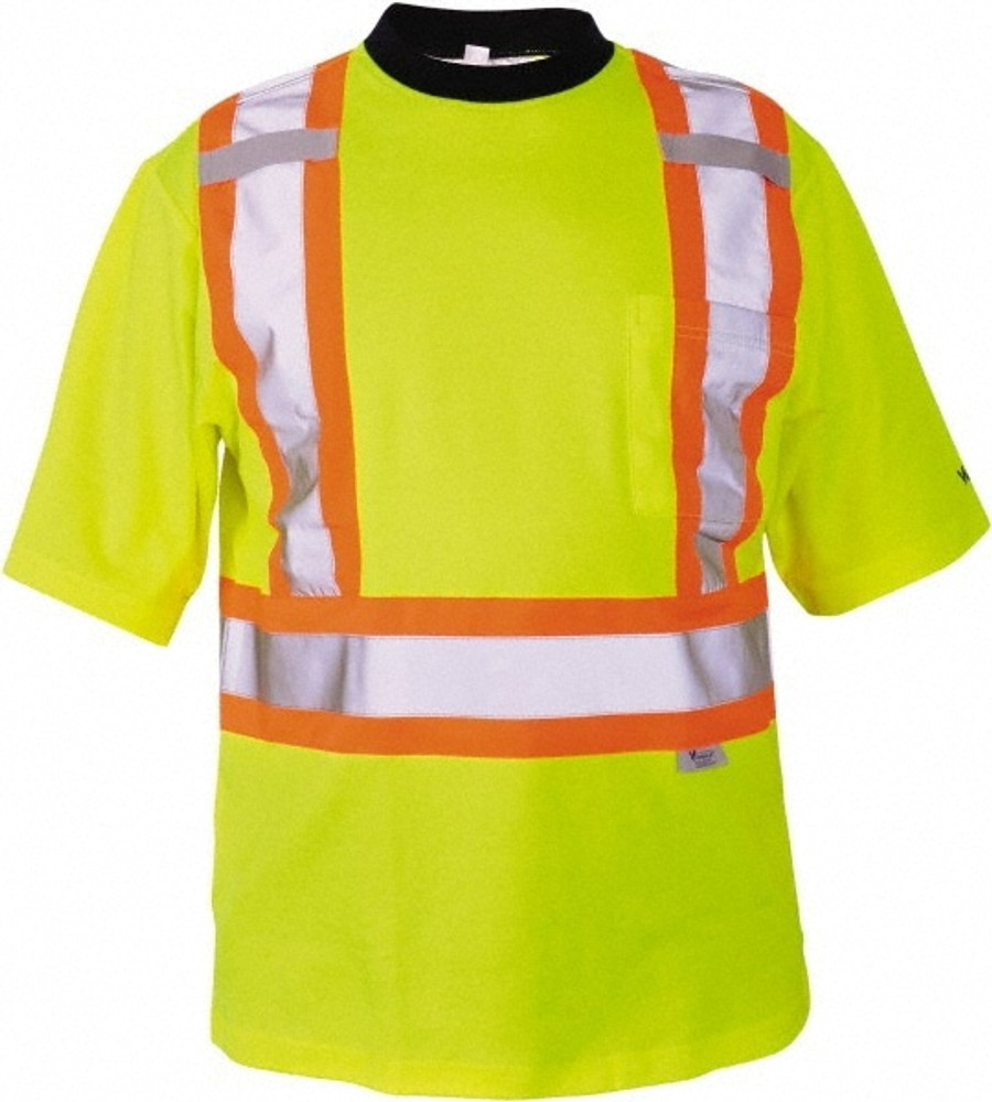 Viking 6000G-XXL Work Shirt: High-Visibility, 2X-Large, Cotton & Polyester, High-Visibility Lime, 1 Pocket