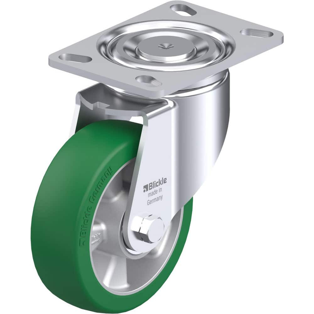 Blickle 910303 Top Plate Casters; Mount Type: Plate ; Number of Wheels: 1.000 ; Wheel Diameter (Inch): 5 ; Wheel Material: Polyurethane ; Wheel Width (Inch): 1-9/16 ; Wheel Color: Green