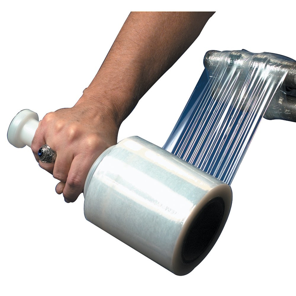 Bundling film is more economical and quicker to use than strapping or tape for combining items for shipment  One plastic dispenser is included in each case.  Stretch film clings to itself - no tape needed - and will not leave a residue on products.  Dispenser can be used with 3in or 5in narrow-width bundling stretch film.