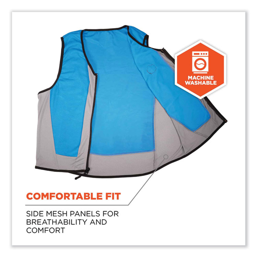 TENACIOUS HOLDINGS, INC. ergodyne® 12693 Chill-Its 6667 Wet Evaporative PVA Cooling Vest with Zipper, PVA, Medium, Blue