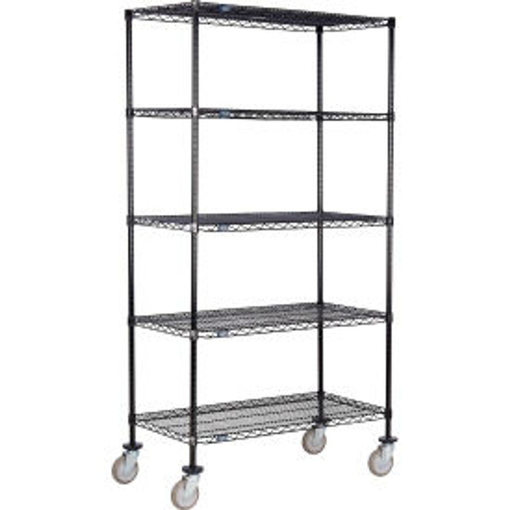 Global Industrial Nexel® 5 Shelf Truck Black Epoxy 42""W x 24""D x 69""H Polyurethane Swivel Casters p/n B3156931