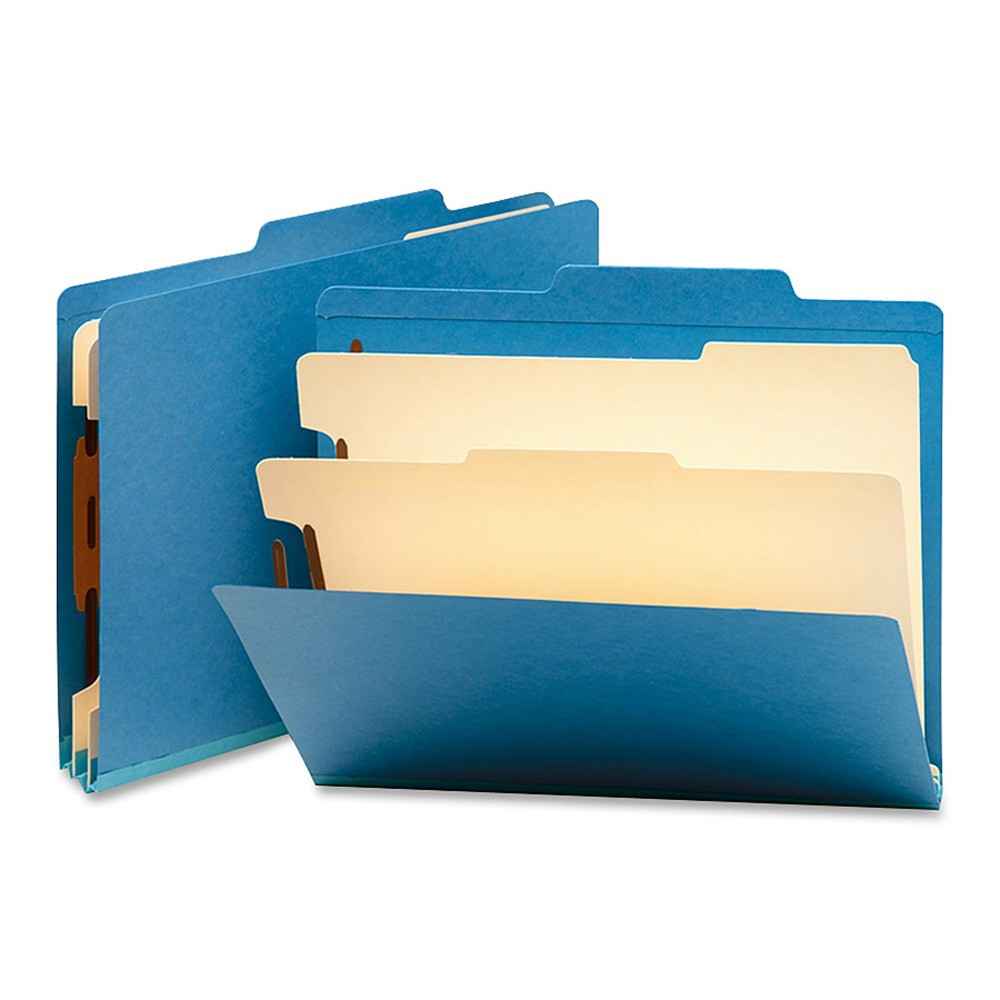 SMEAD MFG CO 14001 Smead Top-Tab Color Classification Folders, Letter Size, 2in Expansion, 2 Dividers, Blue, Box Of 10