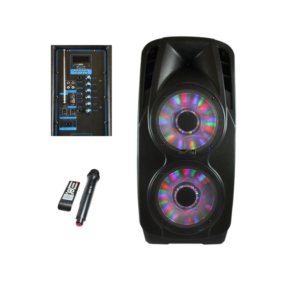 MEGAGOODS, INC. BeFree Sound 99595831M  Double Subwoofer Portable Bluetooth Party PA Speaker, 12-Inch, Black