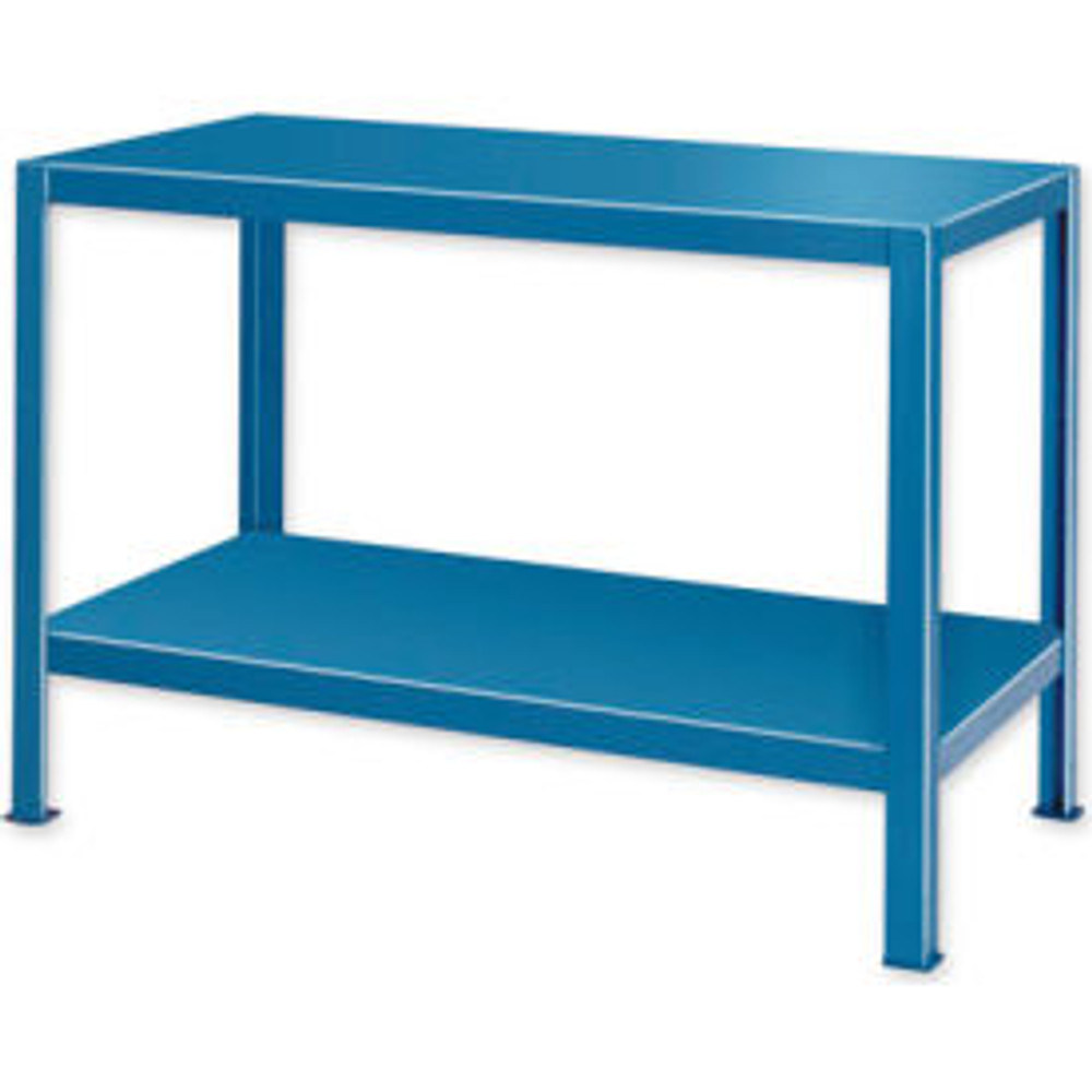 Global Industrial™ Stationary Machine Table W/ 2 Shelves 48""W x 24""D x 36""H Blue p/n B184423